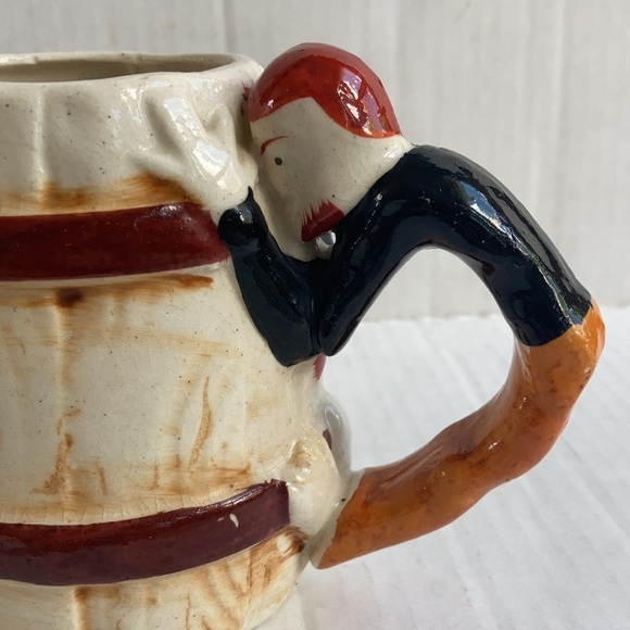 Vintage Japan Takiya barrel mug bull man handle coffee cup mug - Picture 8 of 12